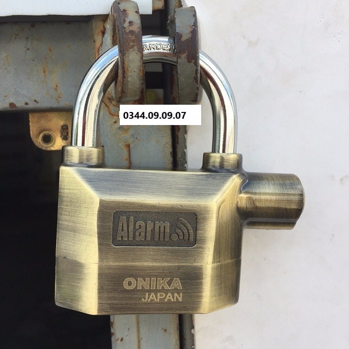 Khóa nhà chống trộm ONIKA JAPAN vàng đồng, công nghệ 2 lõi bi (Mã SP: ONIKA  ALARM)