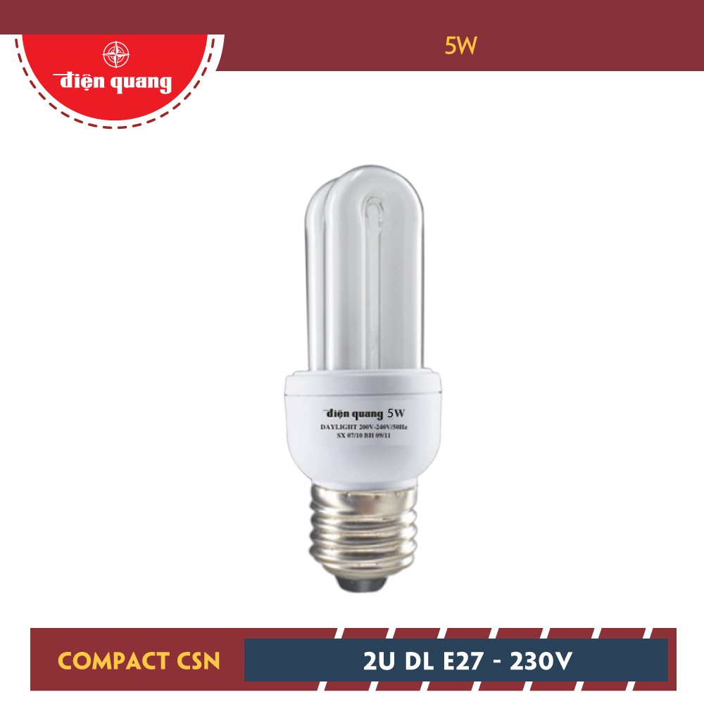 BÓNG ĐÈN COMPACT ĐIỆN QUANG ĐQ-CFL-2U-T4-5W-WW-E27