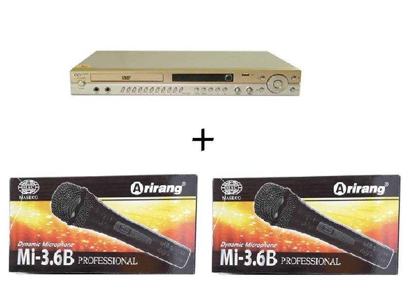 Đầu karaoke arirang ar-36mb + 2 micro có dây arirang 3.6c