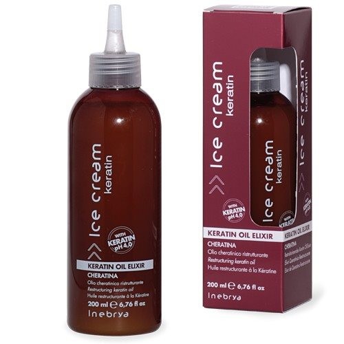 Tinh chất phục hồi tóc hư tổn keratin elixir oil inebrya 200ml