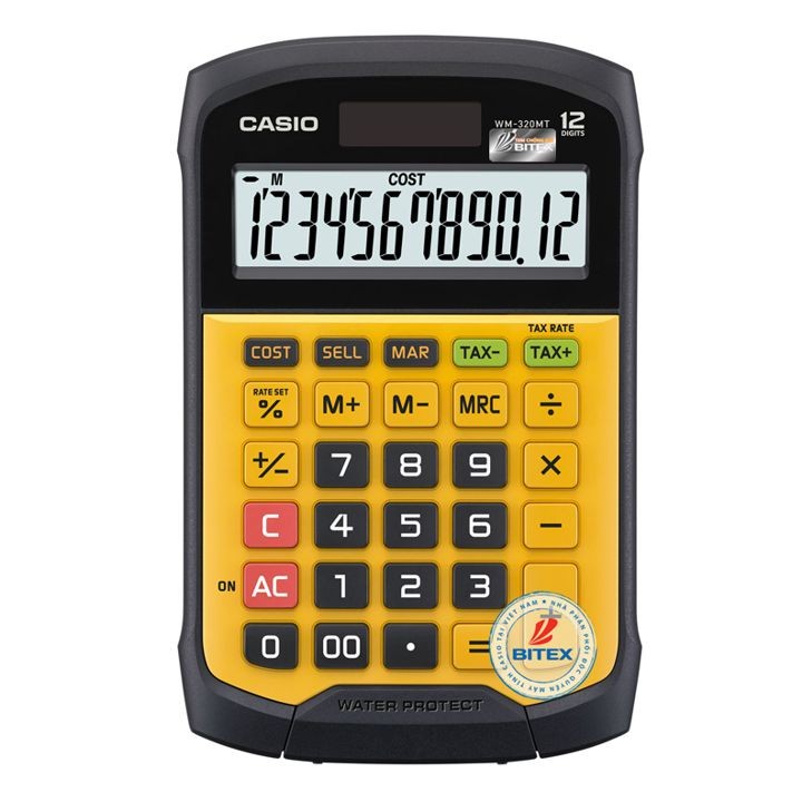 Máy tính casio wm-320mt kháng nước chống bụi cỡ nhỏ 12 số bh 7 năm