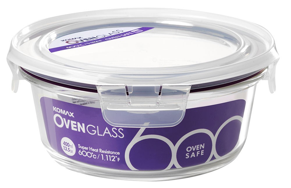 Bộ 2 hộp thủy tinh tròn chịu nhiệt Komax Oven Glass Hàn Quốc BGC