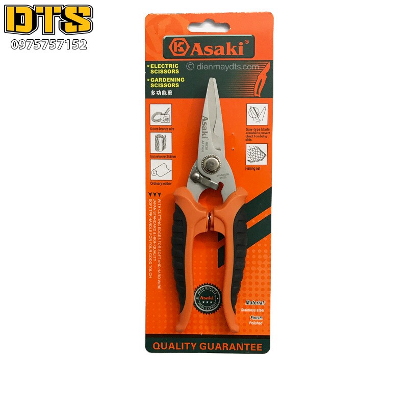 Kéo cắt cành lưỡi inox thẳng asaki ak-8630 7inch-175mm