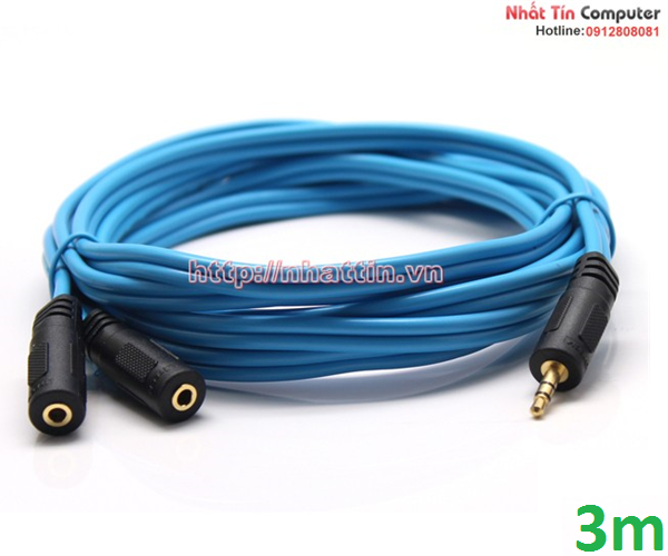 Cáp chia giắc loa 3.5 1 ra 2 dài 3mét - chính hãng Dtech DT - 6226