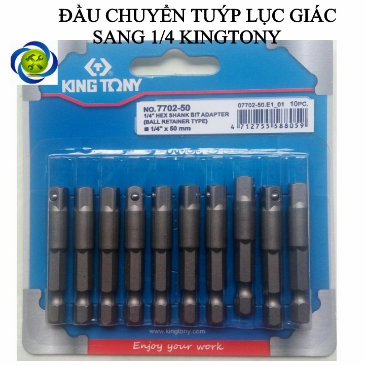 Đầu chuyển kingtony 7702-50 lục giác sang 1 phần 4