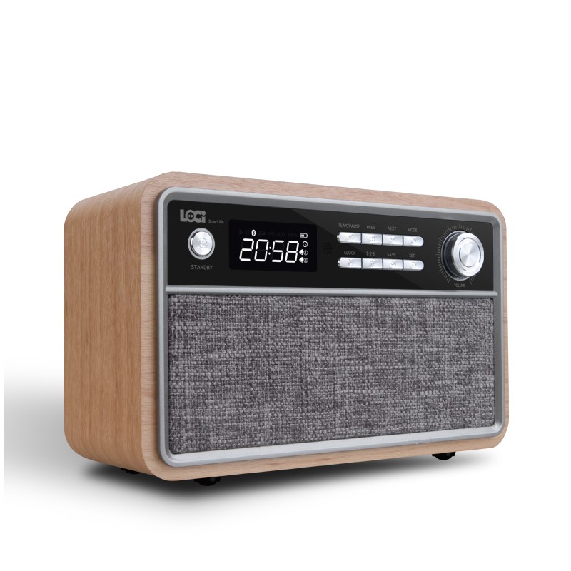LOA ĐÀI FM BÁO THỨC , BLUETOOTH , USB VỎ GỖ CỔ ĐIỂN LOCI D29 (Mã SP: 6110)