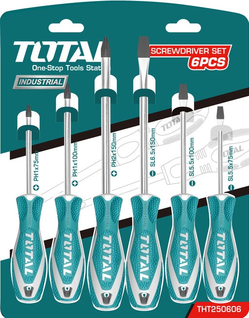 Bộ tuốc nơ vít 6 chi tiết total tht250606