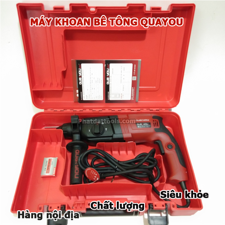 Máy khoan betong quayou 2603 công suất 1050w tặng kèm 4 mũi khoan hàng nội địa chất lượng