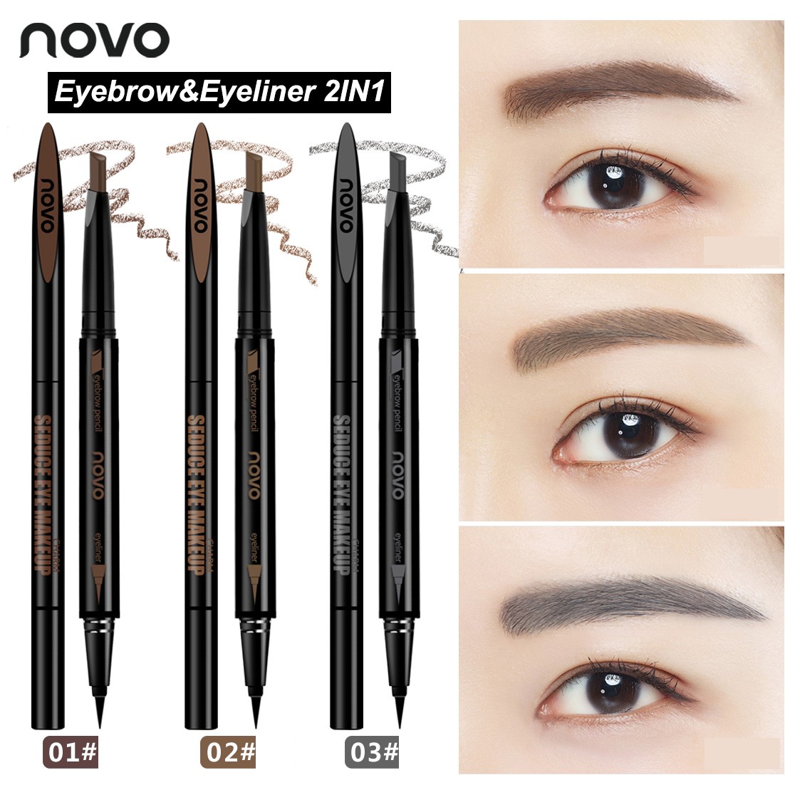 Chì Kẻ Mày Ngang 2 Đầu Novo Makeup Seduce Hàng Xách Tay Chính Hãng (Mã SP: KM121)