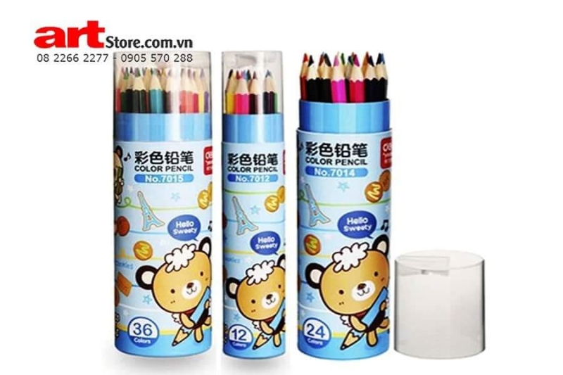 Chì màu deli 7014 - 24 màu kèm gọt bút chì