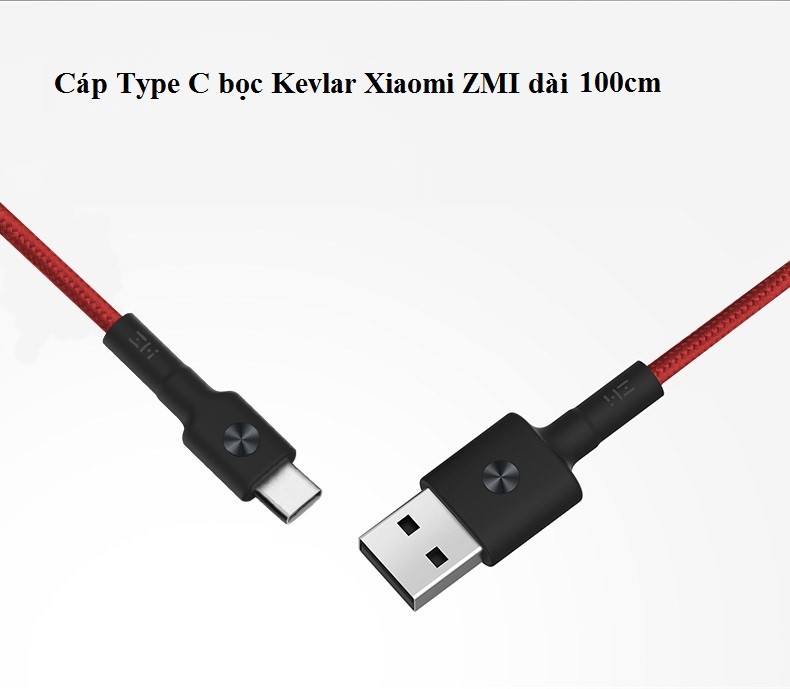 Cáp sạc type c bọc kevlar xiaomi zmi al401- dài 100cm