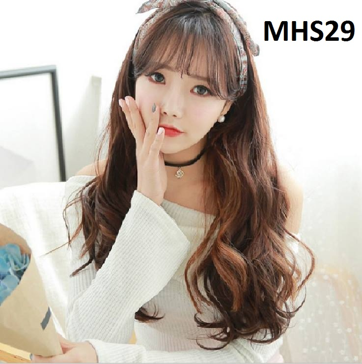 Bộ tóc xoăn nâu đỏ MHS29