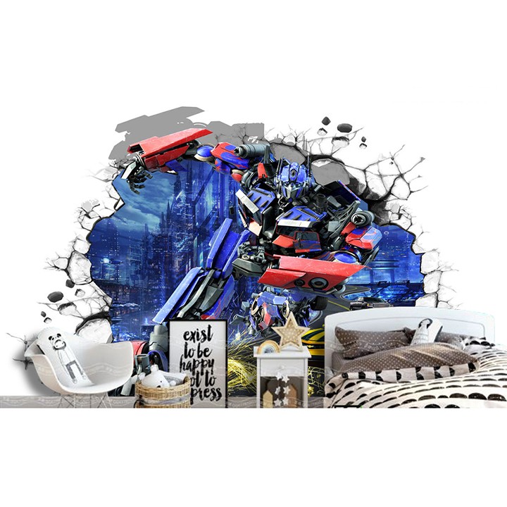 Decal trang trí dán tường Robot 3D