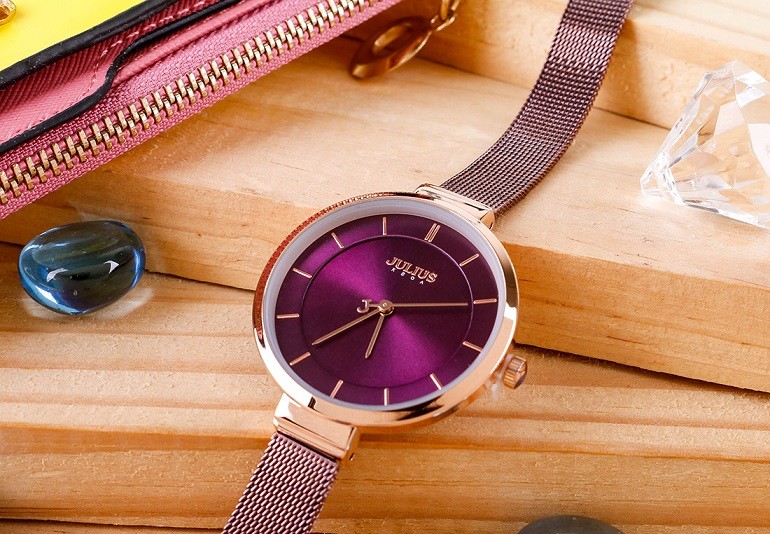 PPa - ĐỒNG HỒ NỮ JULIUS HÀN QUỐC DÂY THÉP (Mã SP: JA-1050D  (TÍM))