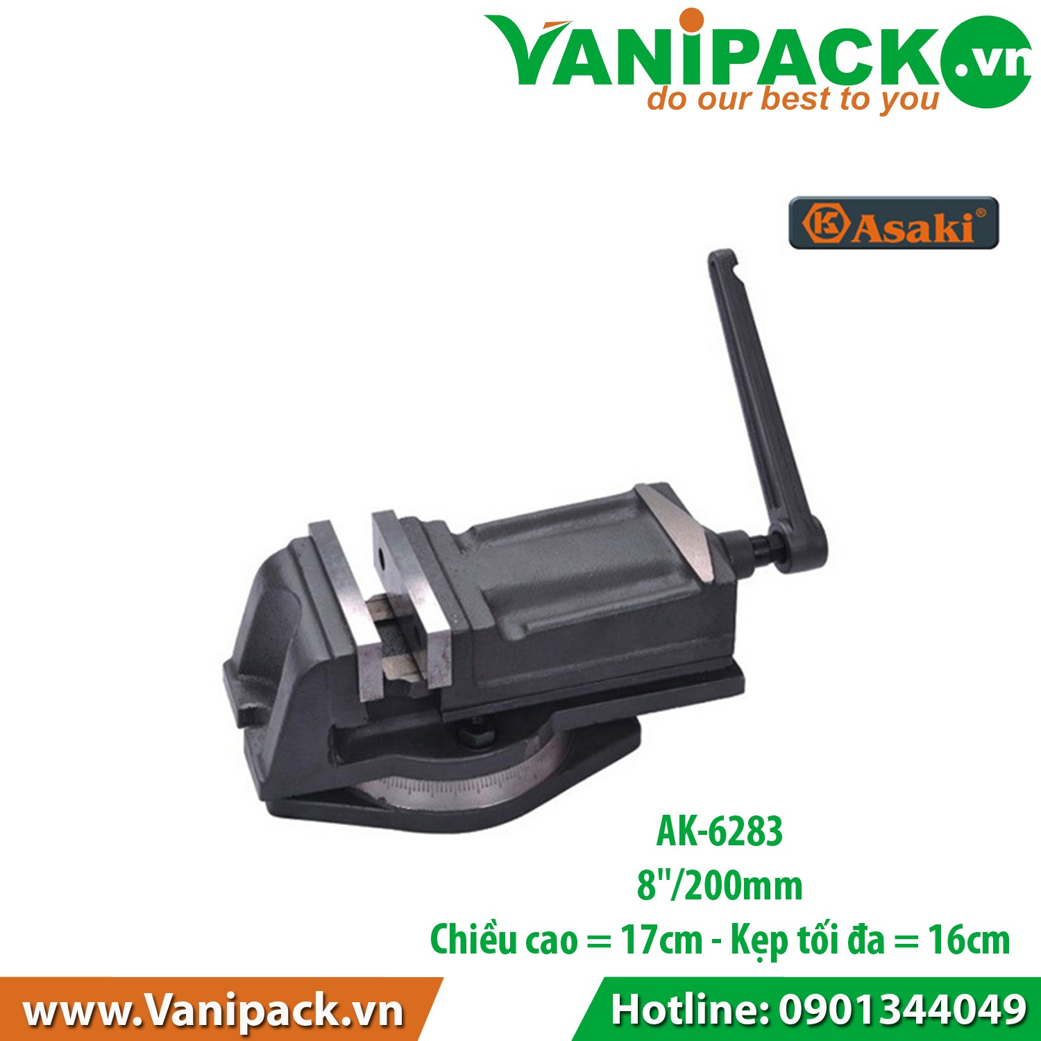 Êtô bàn phay mâm xoay AK-6283 8"