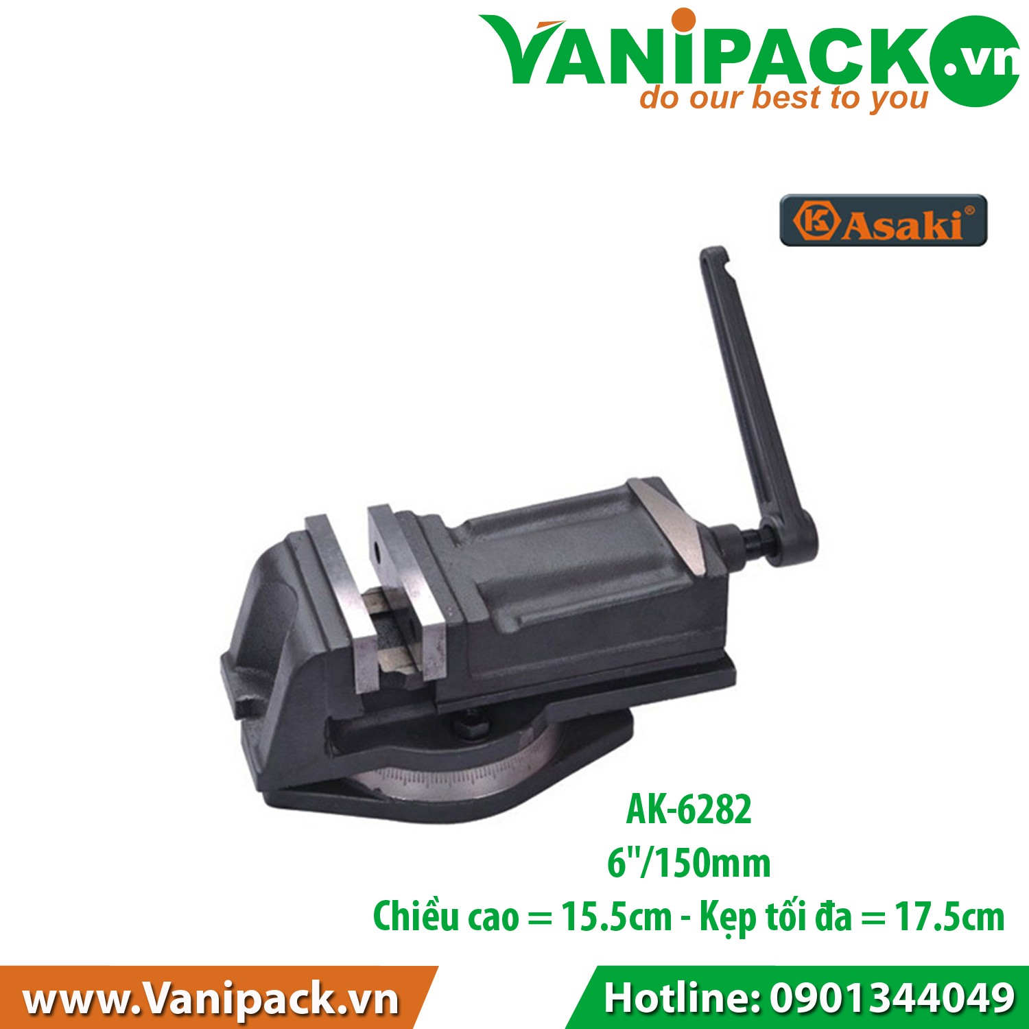 Êtô bàn phay mâm xoay Asaki AK-6282