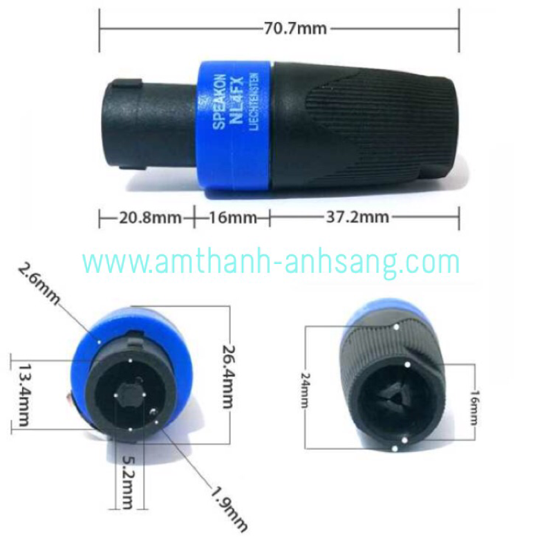 Jack Speakon Neutrik NL4FX, Jack loa 01 cái rắc cắm loa công suất cục đẩy