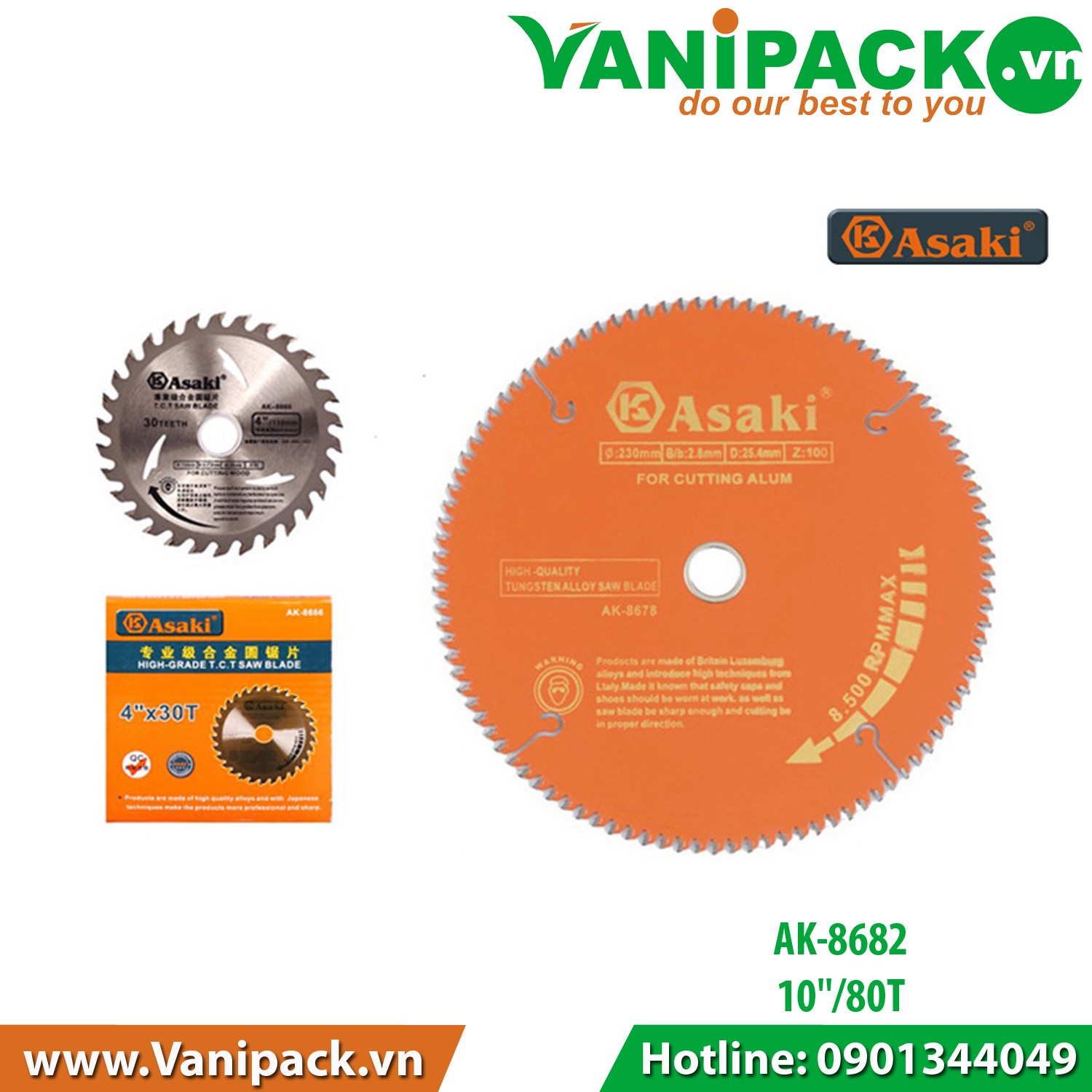 Lưỡi cắt gỗ + nhôm cao cấp Asaki AK-8682