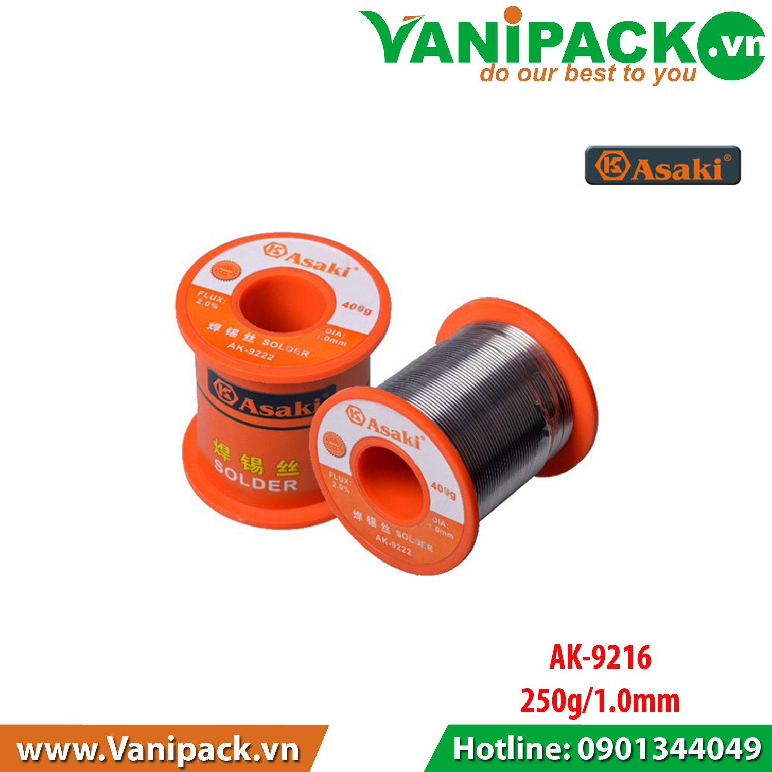 Dây thiếc hàn Asaki AK-9216 - 250g, 1mm