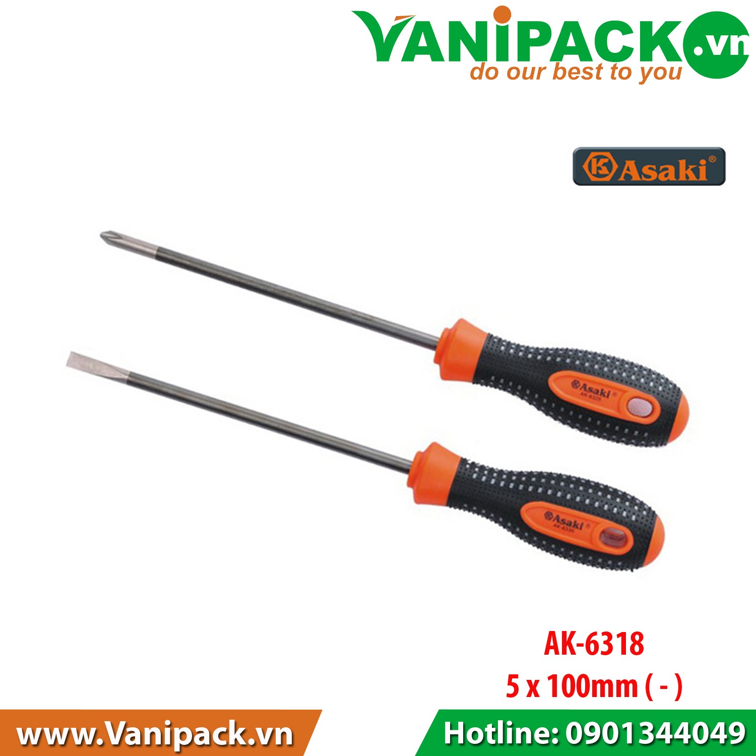 Vít dẹp Asaki AK-6318 - 5x100 mm