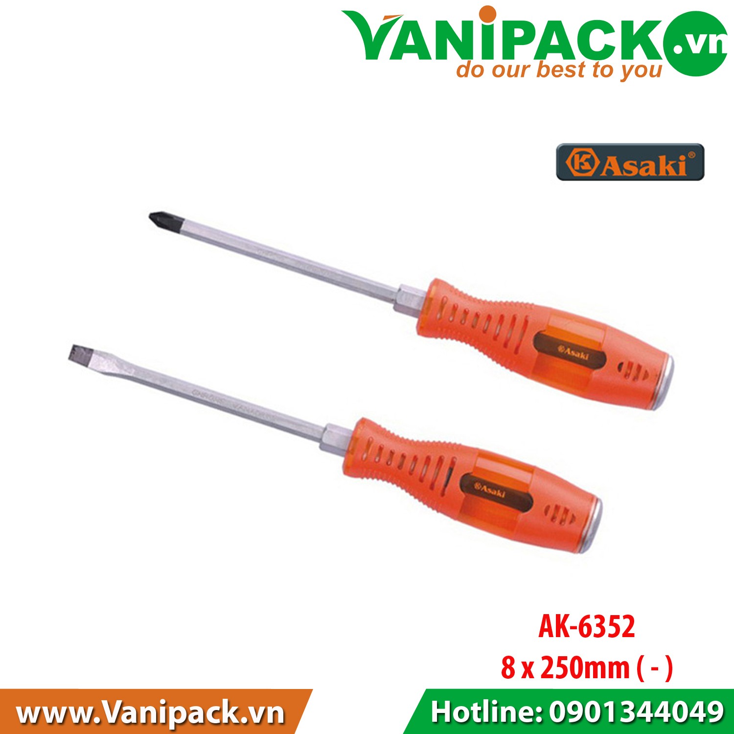 Vít đóng dẹp Asaki AK-6352, 8x250mm