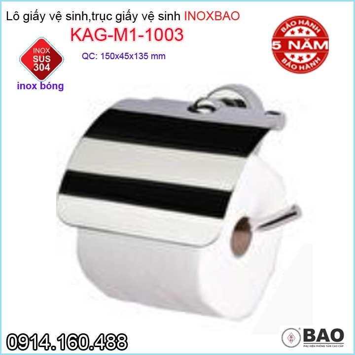 Hộp đựng giấy vệ sinh Inox Bảo KAG-M1-1003, Móc giấy toilet SUS304 inox dập khuôn cao cấp thiết kế tuyệt đẹp