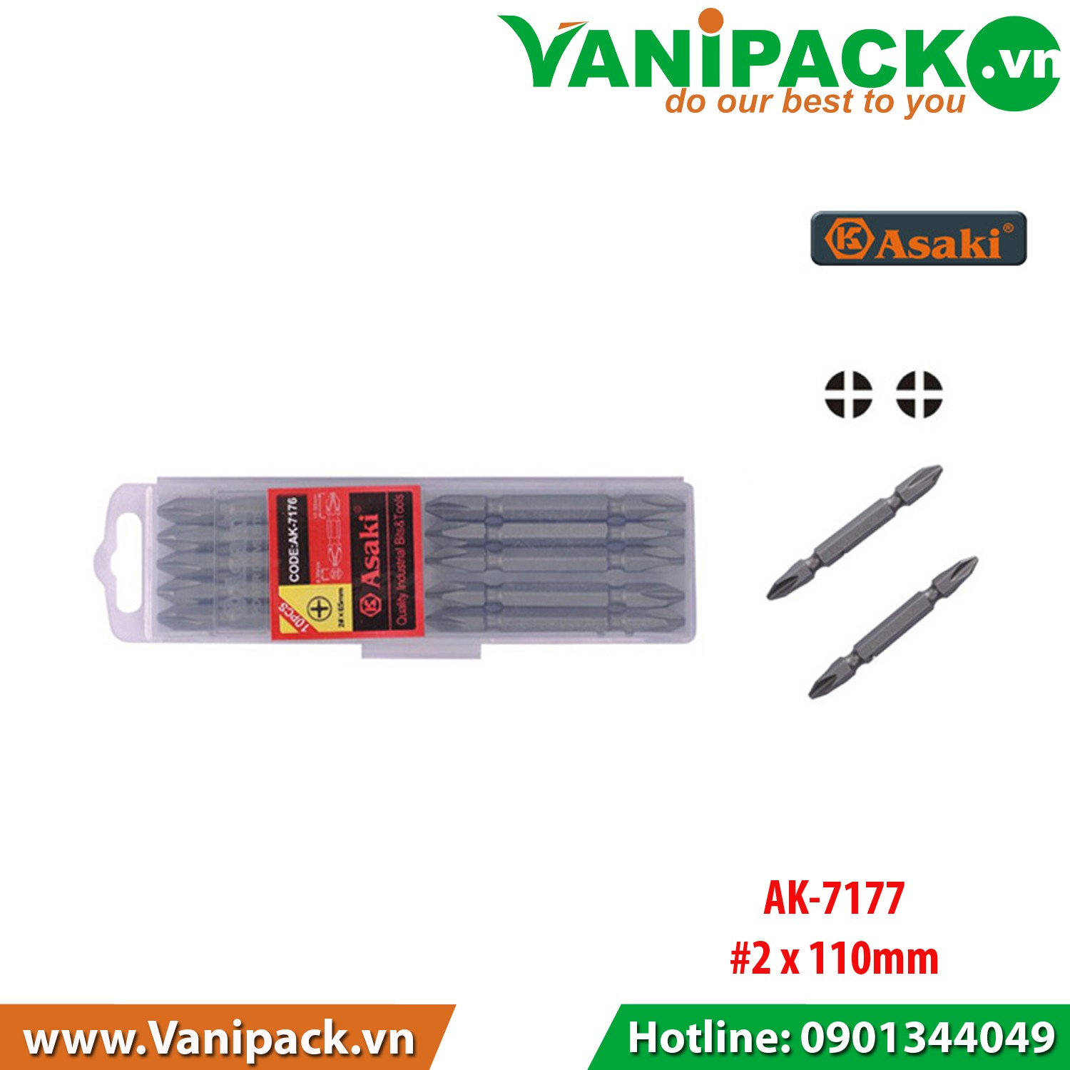 BỘ 5 MŨI VÍT 2 ĐẦU ASAKI AK-7177