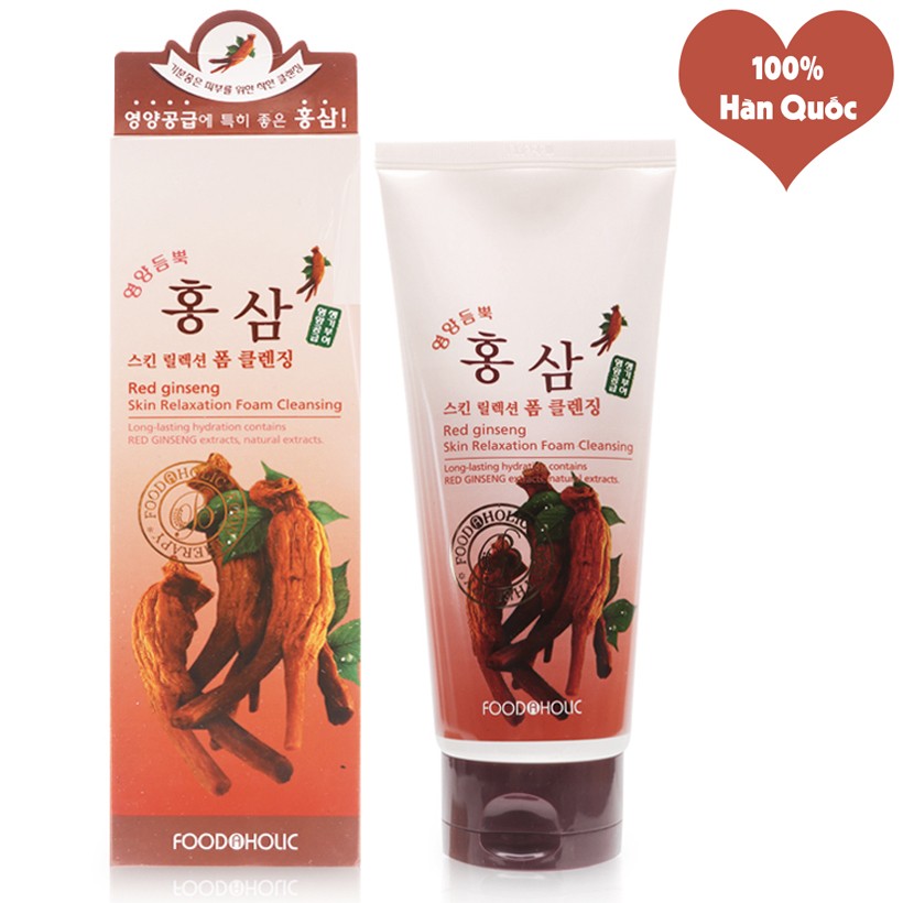 Sữa Rửa Mặt Hồng Sâm Foodaholic Red Ginseng Skin Relaxation Foam Cleansing 180ml