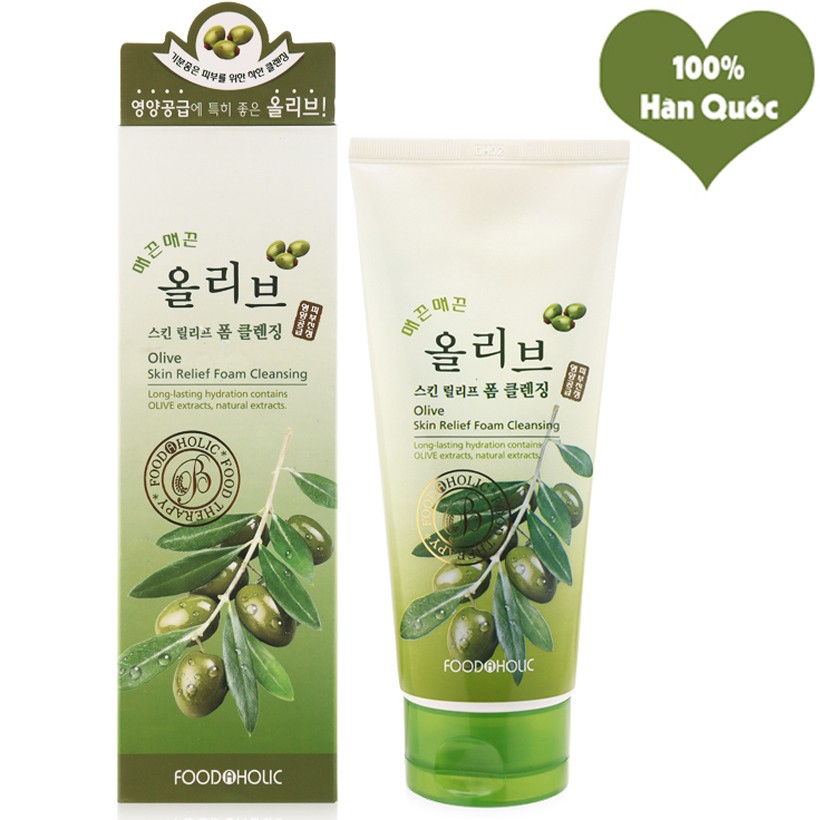 Sữa Rửa Mặt Oliu Foodaholic Olive Skin Relief Foam Cleansing 180ml