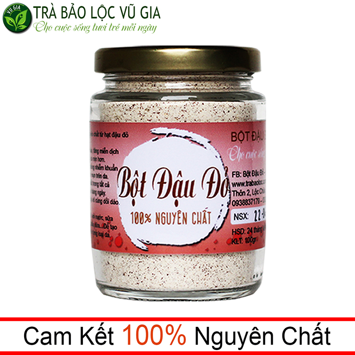 Bột đậu đỏ nguyên chất vũ gia 100g - đắp mặt, tắm trắng, trị mụn, làm đẹp