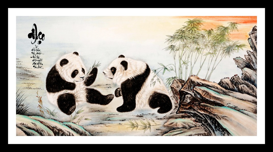 Tranh in canvas VTC LunaCV-0086 - Gấu trúc - chữ Đạo, 80 x 50cm