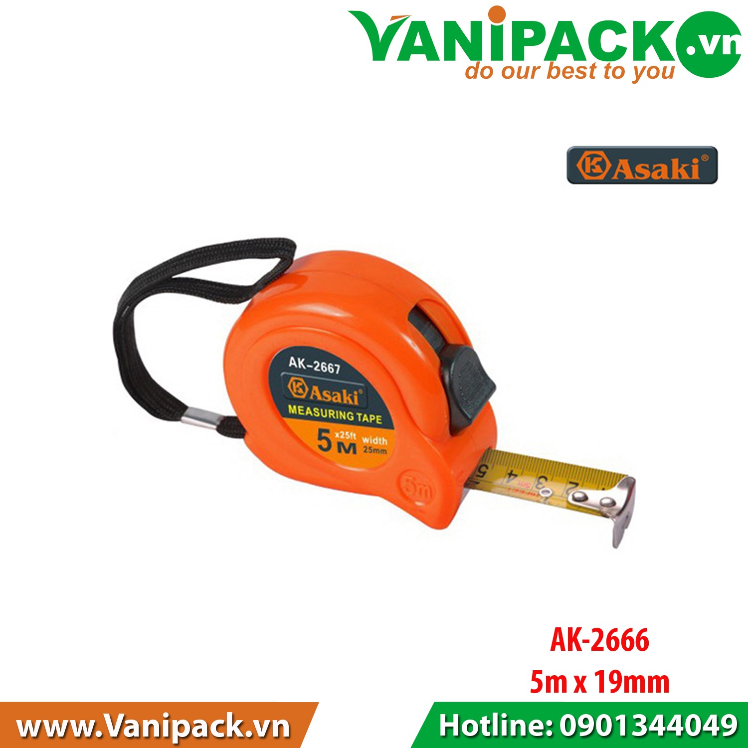 Thước kéo nền vàng cao cấp Asaki AK-2666