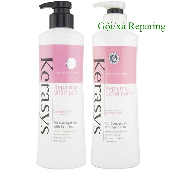 Cặp dầu gội - xả tăng cường độ bóng kerasys reparing 600ml