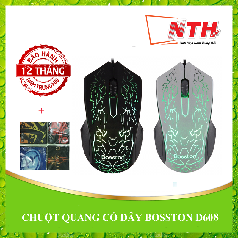 Chuột quang có dây bosston d608 + lót chuột g66