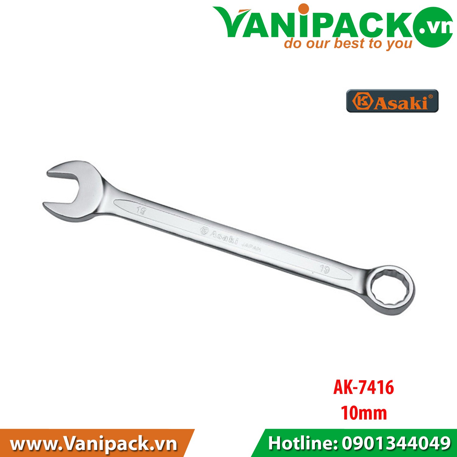 Cờ lê vòng miệng Asaki AK-7416 (10mm)