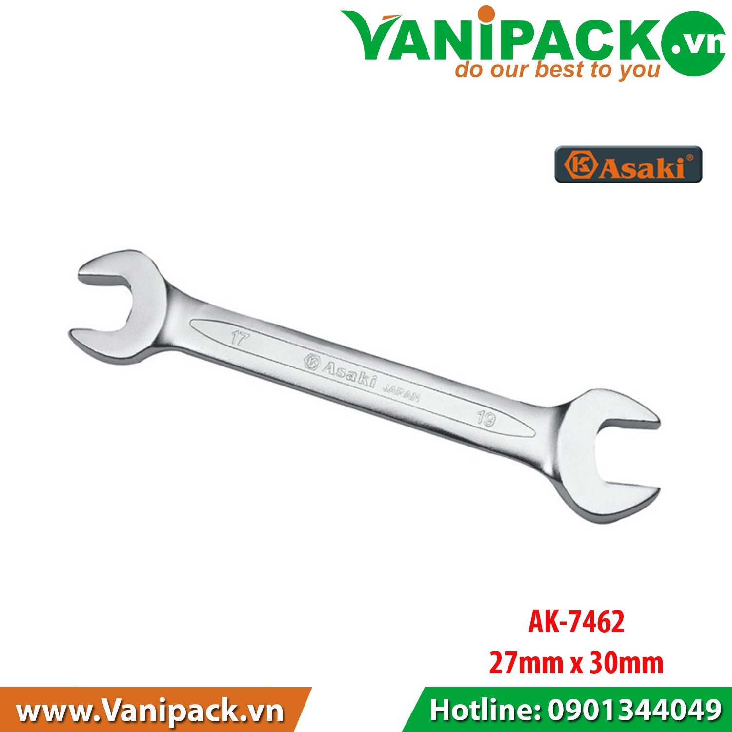 Cờ lê 2 đầu miệng Asaki AK-7462 (27x30mm)