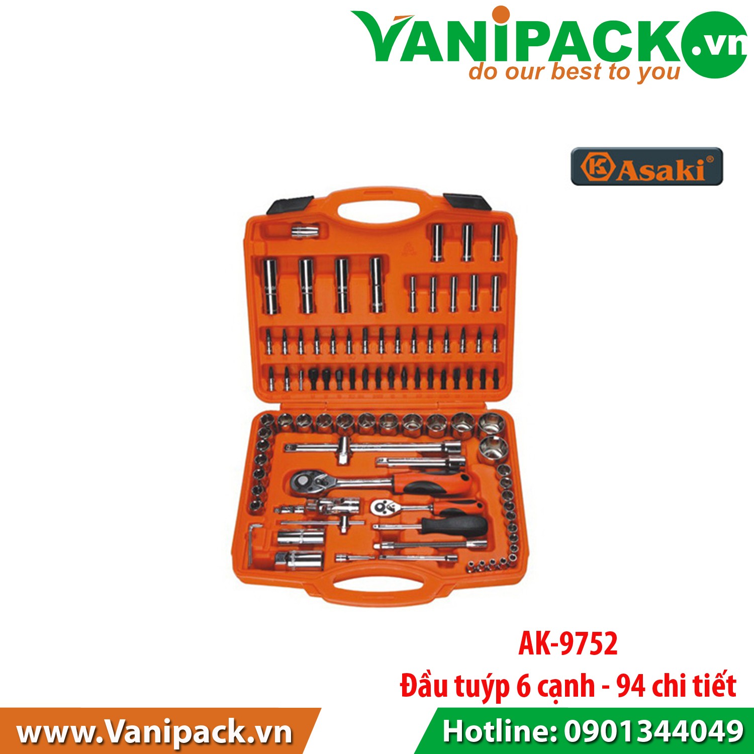 BỘ DỤNG CỤ THÁO VÍT 94 CHI TIẾT ASAKI AK-9752