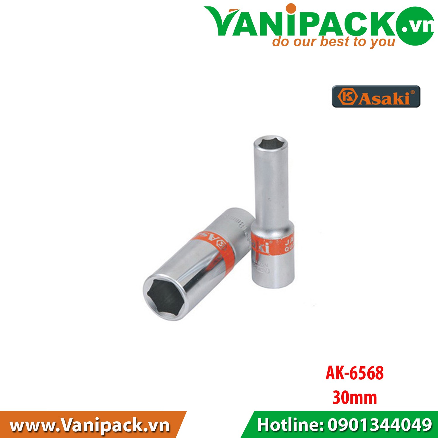 Đầu tuýp dài 1/2" 6 cạnh Asaki AK-6568