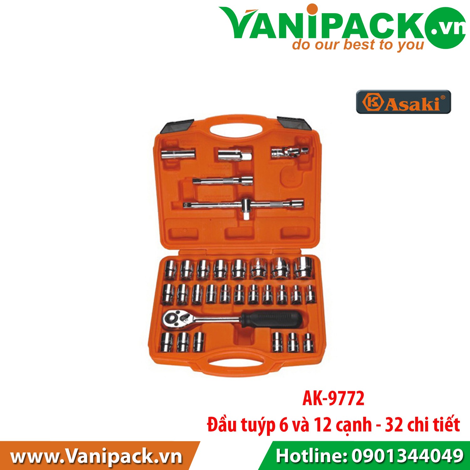 BỘ DỤNG CỤ THÁO VÍT ASAKI 32 CHI TIẾT AK-9772