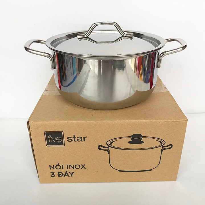 Nồi 3 đáy inox 430 fivestar 18cm dùng cho bếp từ fsn18005