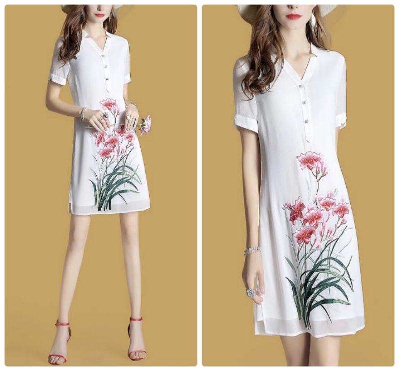 Đầm suông hoa ly
