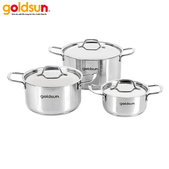 Bộ nồi inox Goldsun GD18-3306SS  Vung inox