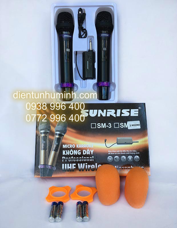 Micro không dây Sunrise SM-3 (loại 2 mic)