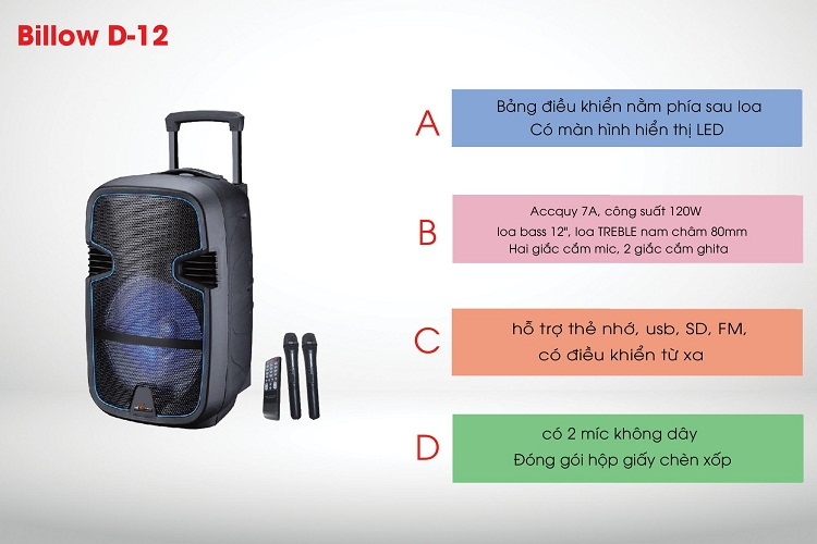 Loa kéo di động Billow D-12