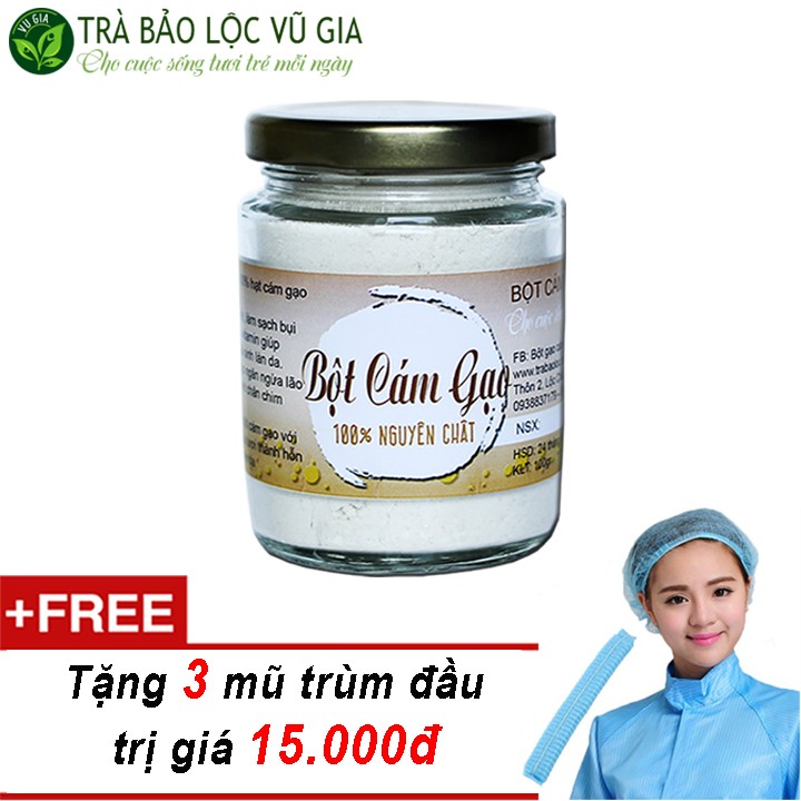 Bột cám gạo nguyên chất bảo lộc vũ gia + tặng 3 mũ trùm đầu