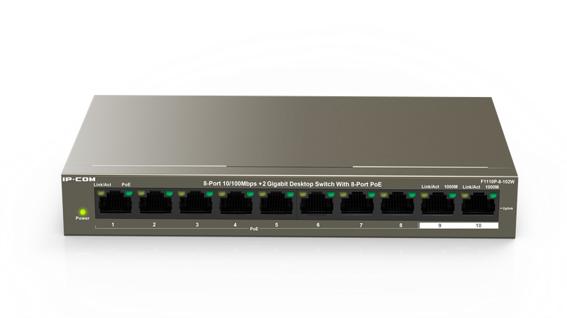 Switch POE 8 Ports Desktop 10/100Mbps IP-COM F1110P-8-102W