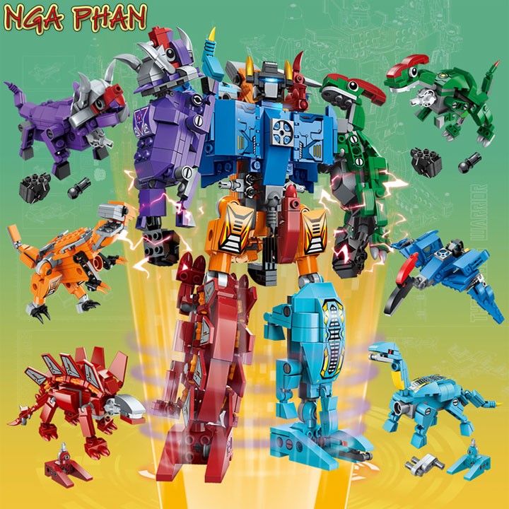 Bộ xếp hình Qman Siêu robot chiến binh khủng long 553 chi tiết