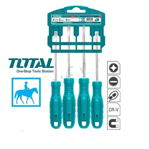 Bộ 4 tuốc nơ vít dẹp và bake Total THTDC250401