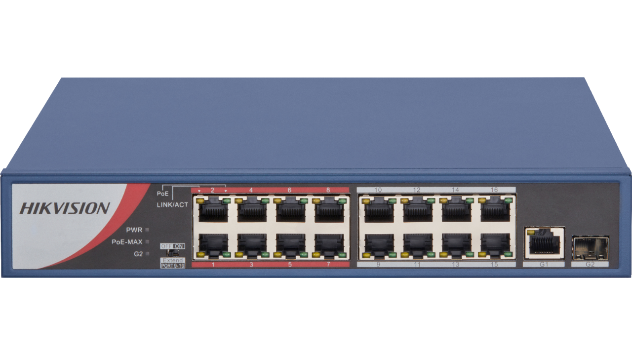 Switch PoE Hikvision DS-3E0318P-E(B) - 16 port