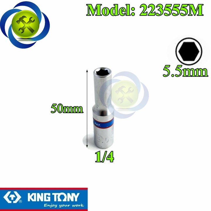 Tuýp 5.5mm 1/4 có 6 cạnh kingtony 223555m dài 50mm
